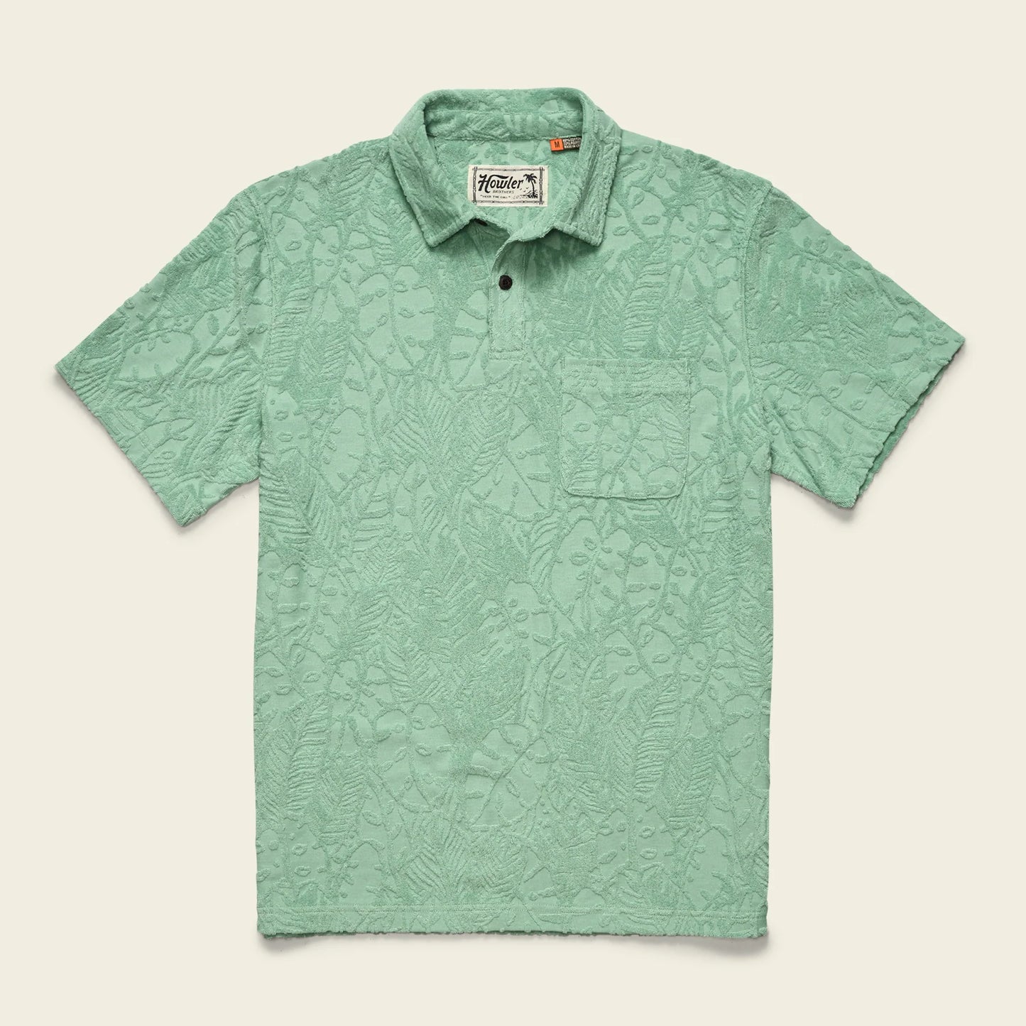 Plusherman Terry Polo: Leafy Lithographs - Minty