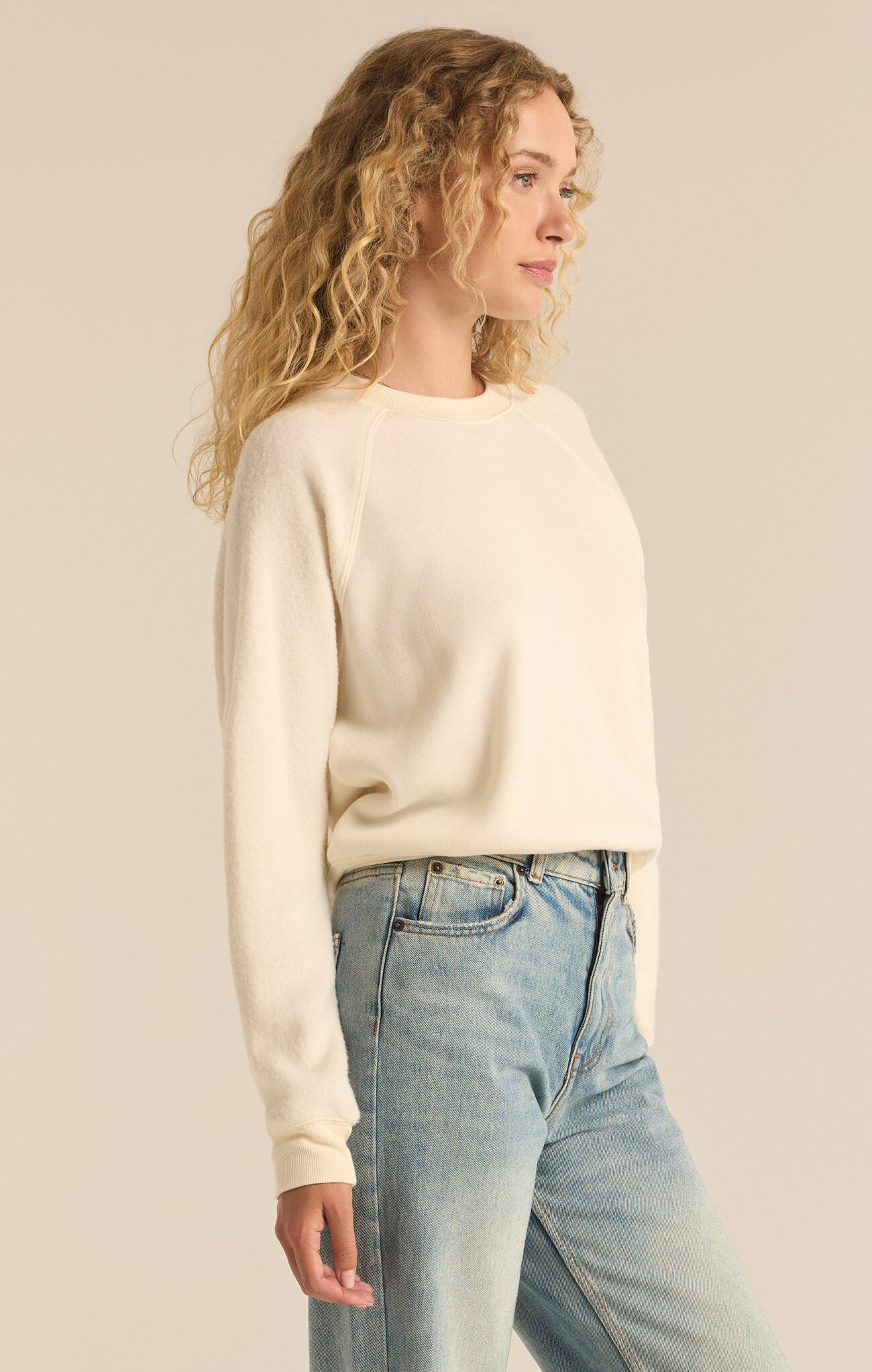 Saldana Reverse Fleece Top - Sea Salt