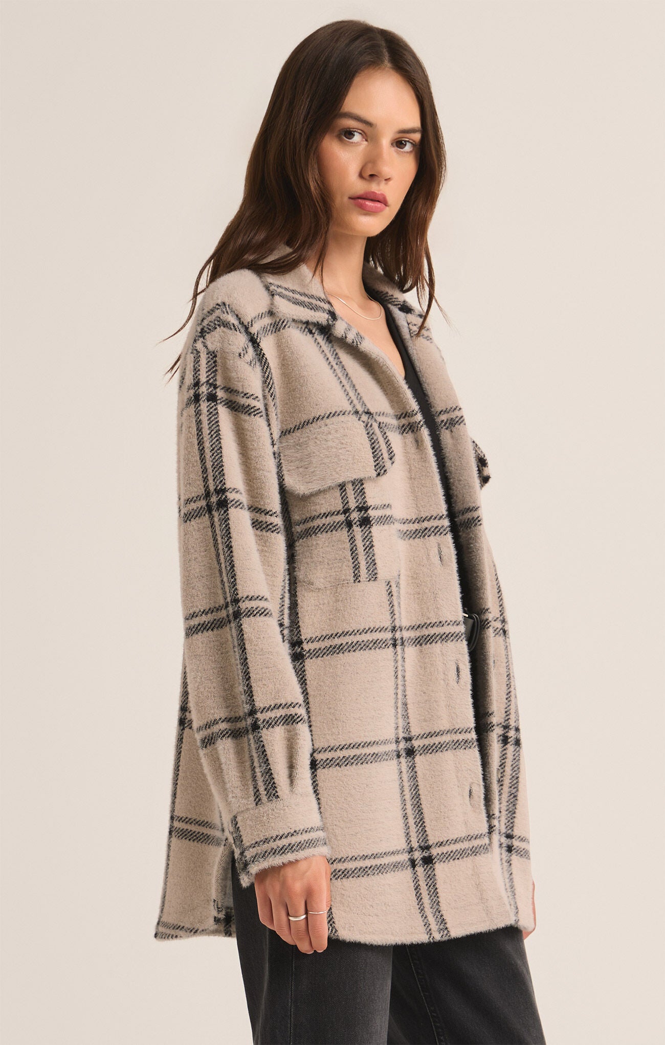 Plaid Tucker Jacket - Crystal Grey