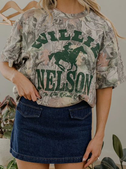 Willie Nelson Horse Tee - Camo