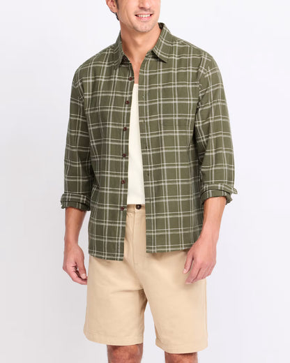Tack Cotton Linen Shirt - Olive