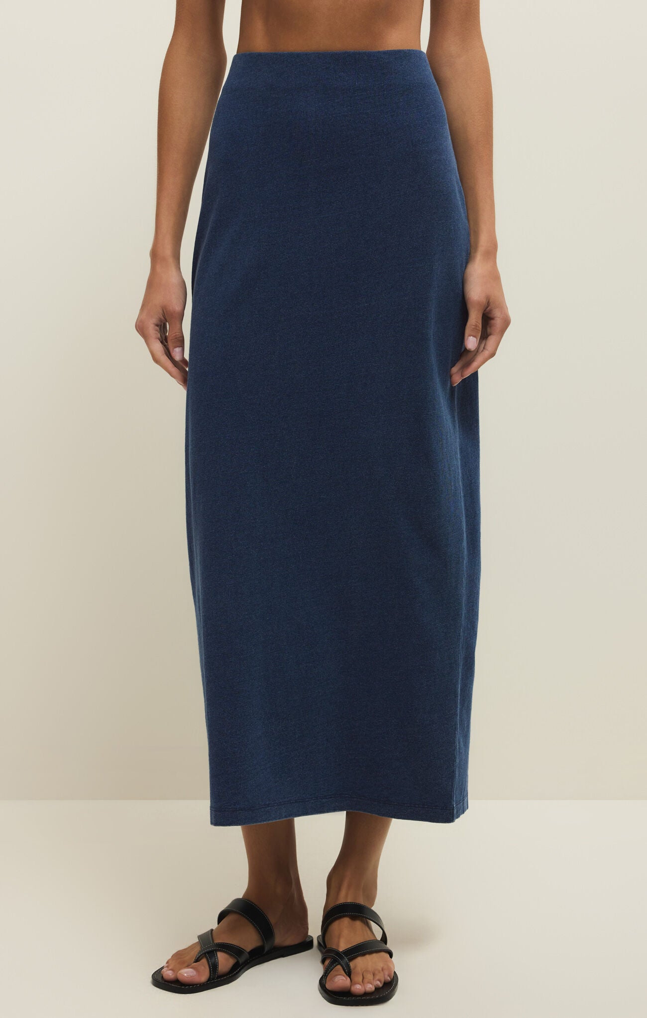 Gail Jersey Denim Midi Skirt - Indigo