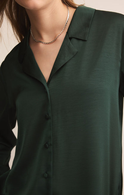 Ana Satin Top - Garland Green