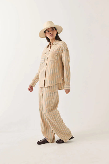 Wayne Women's Shirt - Sand Stripe