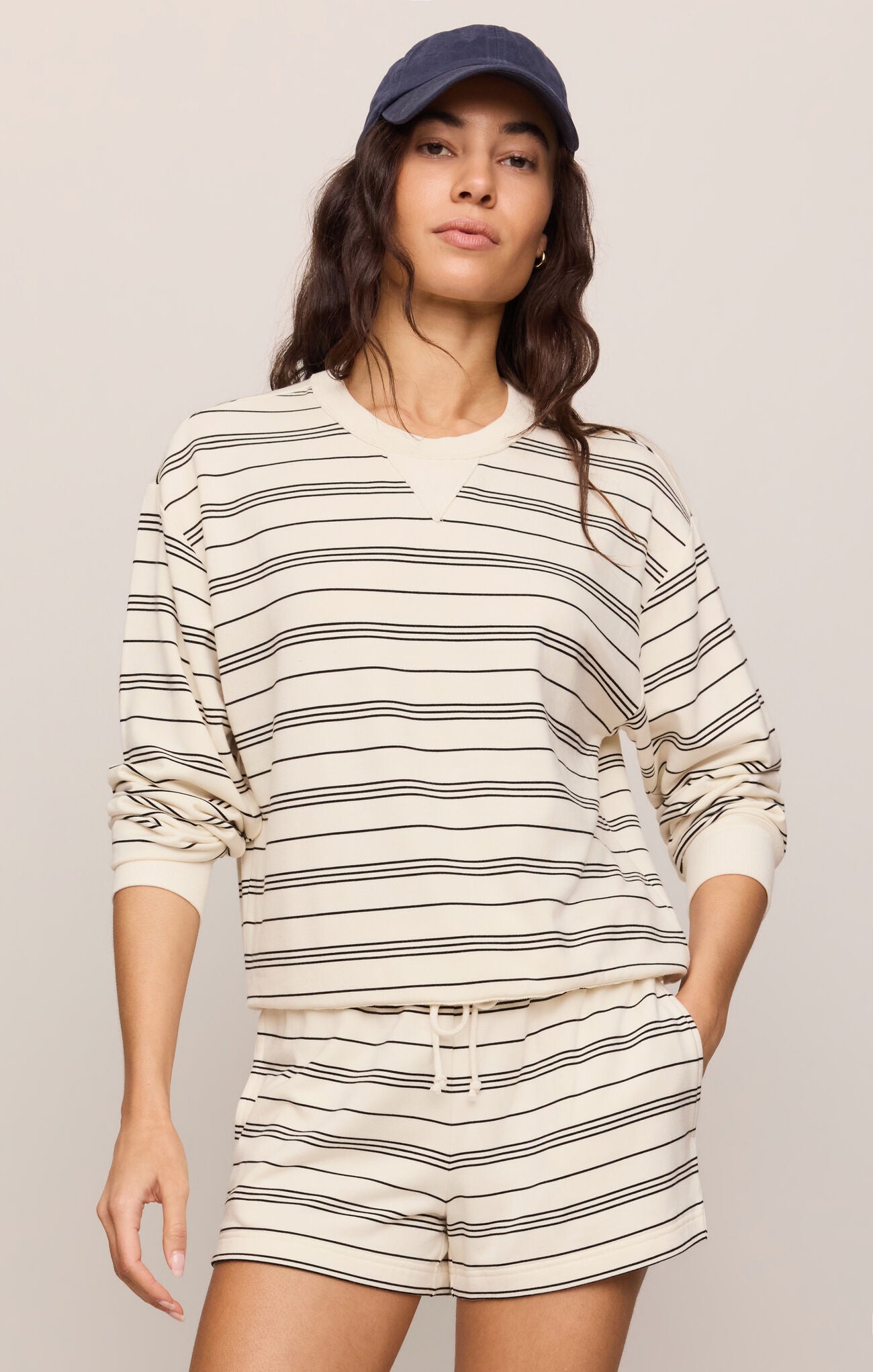 Stand Out Striped Sweatshirt - Cloud