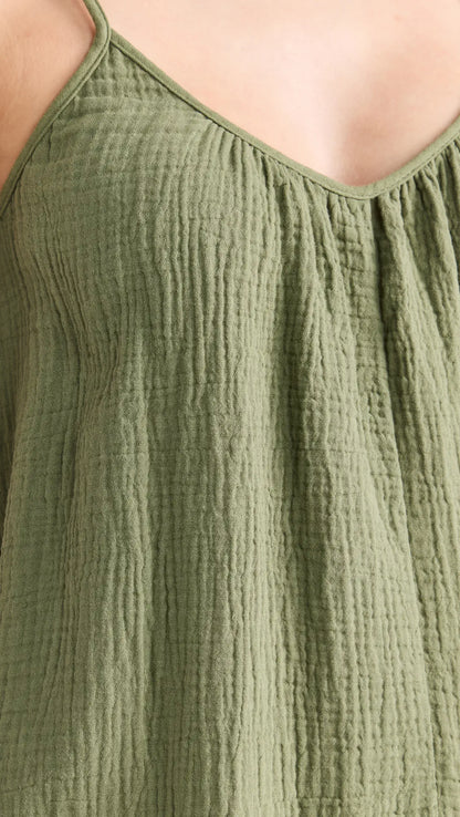 The Flared Gauze Jumpsuit - Olive Branch