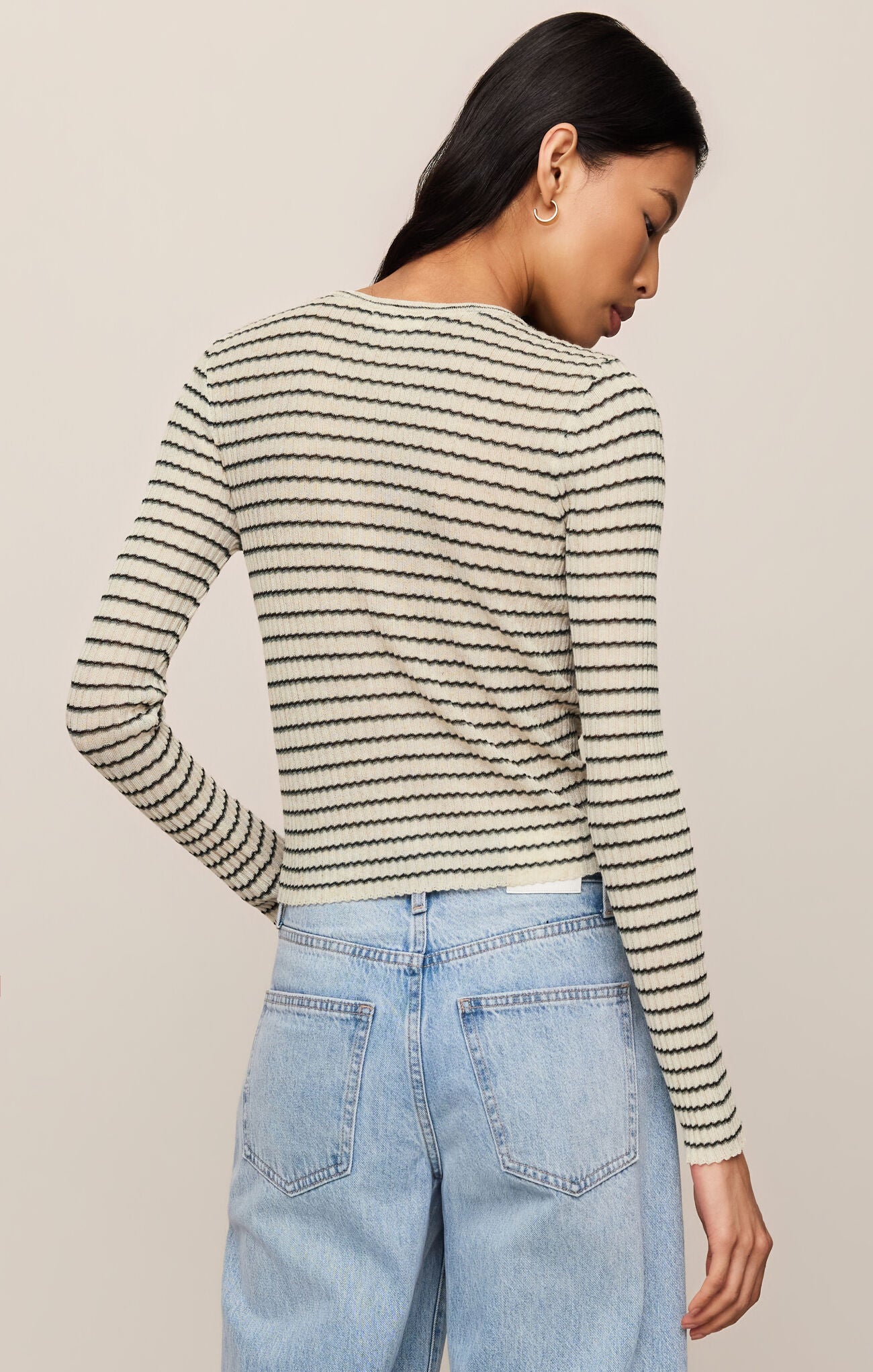 Rosanna Stripe Sweater Top - Chalk