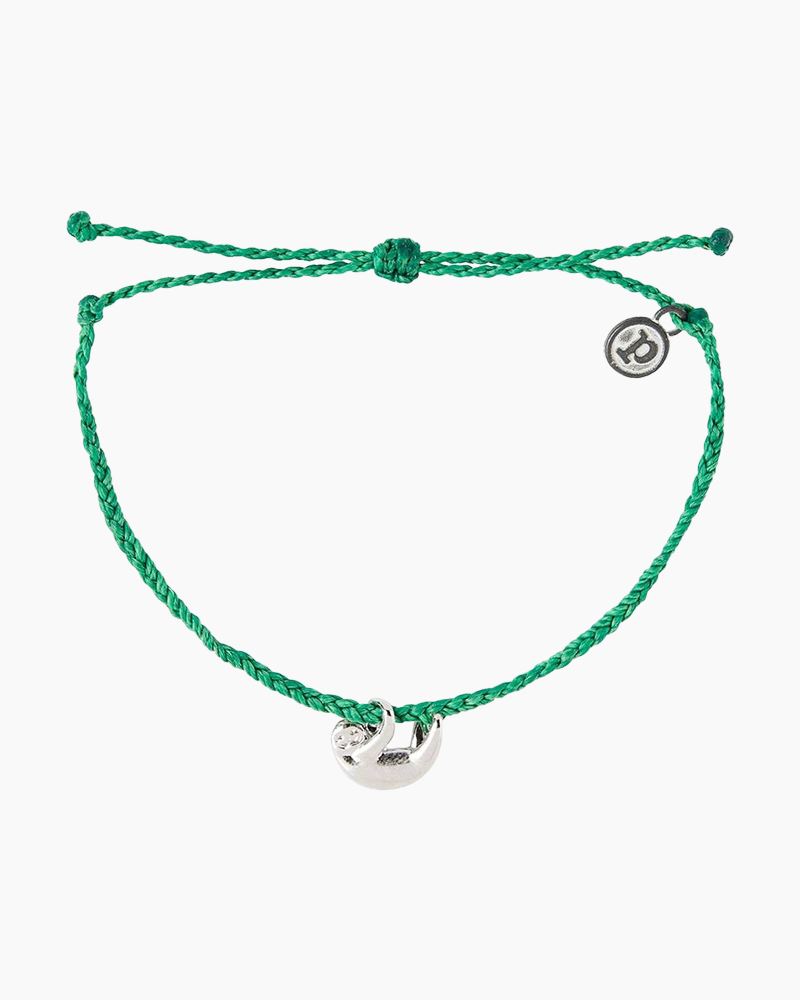 Silver Sloth Bracelet - Dark Green
