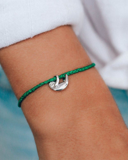 Silver Sloth Bracelet - Dark Green