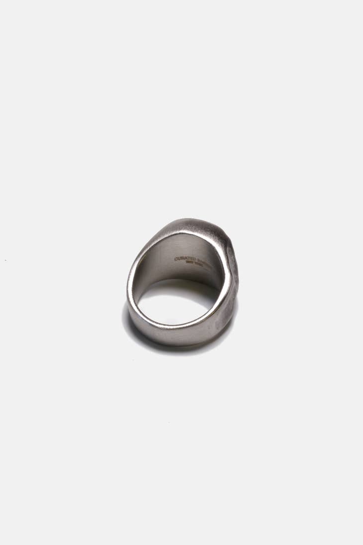 Distressed Steel Signet Ring - 9