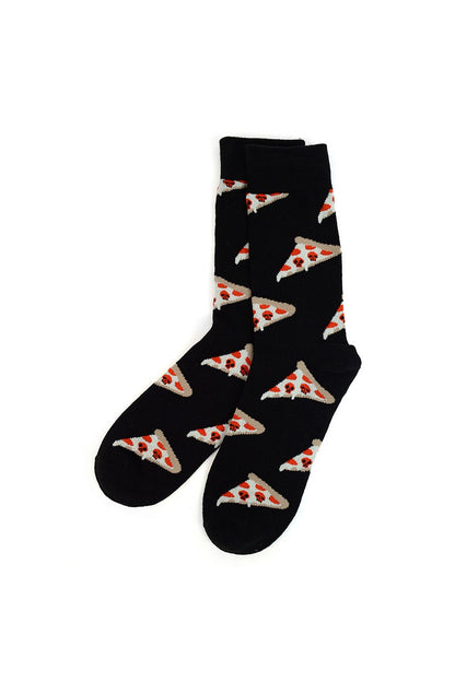 Men's Black Skull Pizza Socks