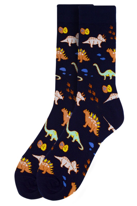 Men's Navy Dinosaur Socks