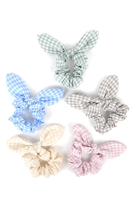 Checkered Wire Bow Scrunchie