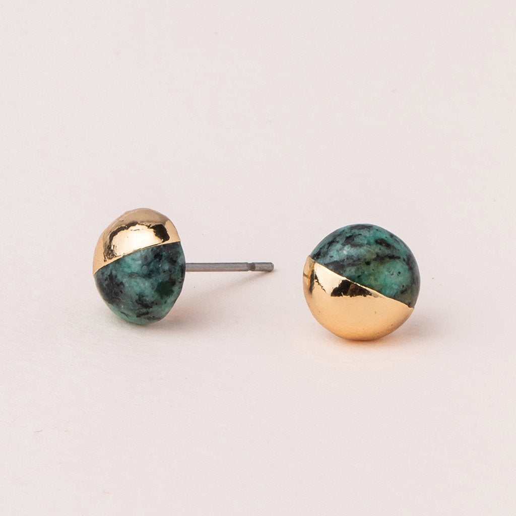 Gold/African Turquoise Dipped Stone Studs