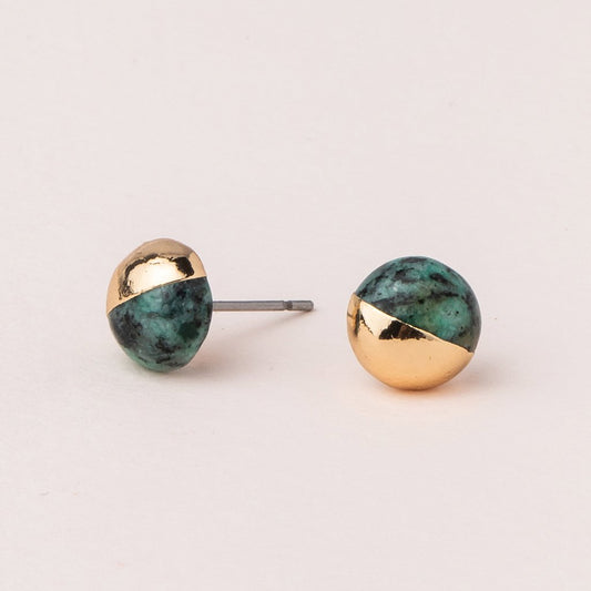 Gold/African Turquoise Dipped Stone Studs