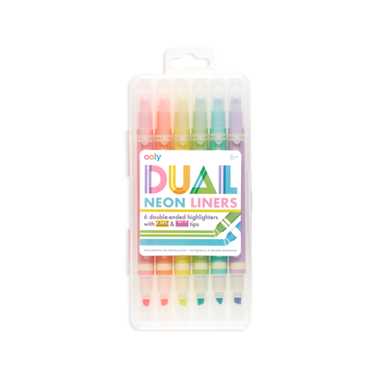 Dual Liner Double-Ended Neon Highlighters - Set of 6