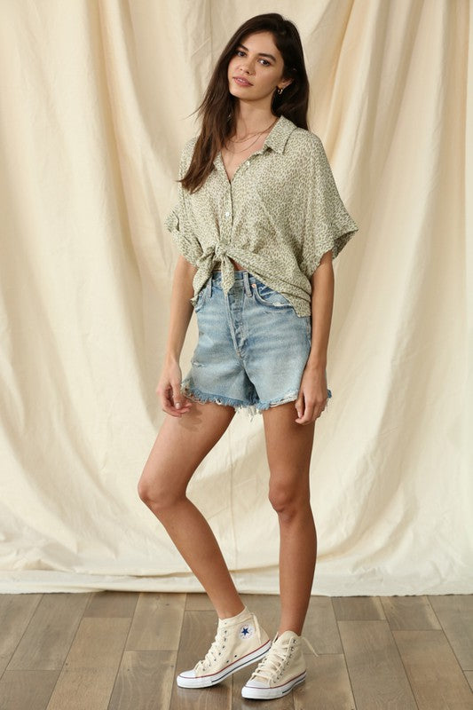 The Dylan Button Down Top - Dusty Sage
