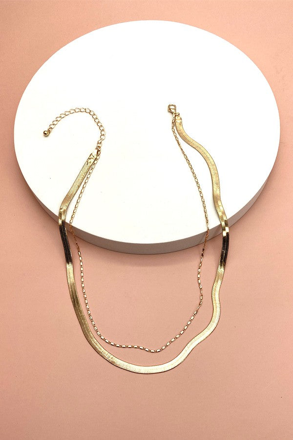 Double Snake & Link Chain Necklace