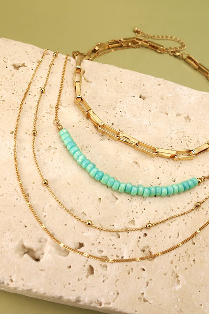 Turquoise Bead 4 Layer Necklace