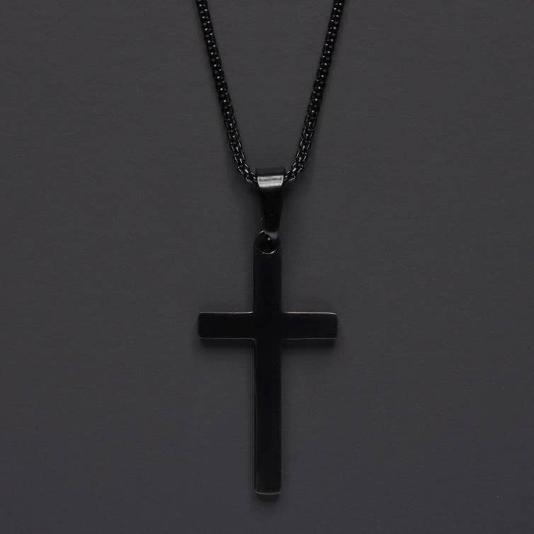 Large Black Cross Necklace For Men