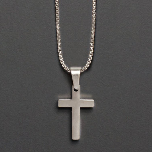 Medium Stainless Steel Cross Necklace For Men (20")