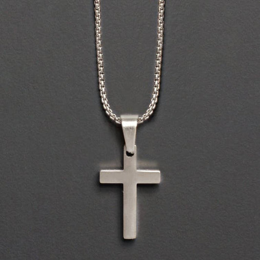 Medium Stainless Steel Cross Necklace For Men (18")