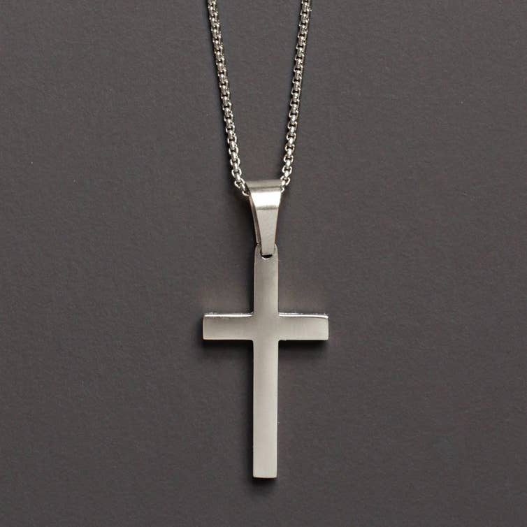 Large Stainless Steel Cross Necklace For Men (20")