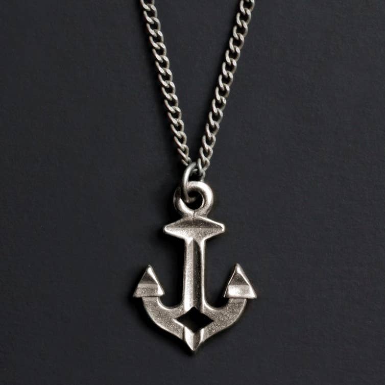 Silver Nautical Anchor Necklace For Men