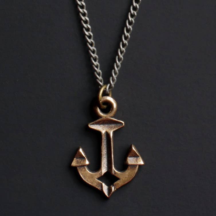 Bronze Nautical Anchor Necklace For Men