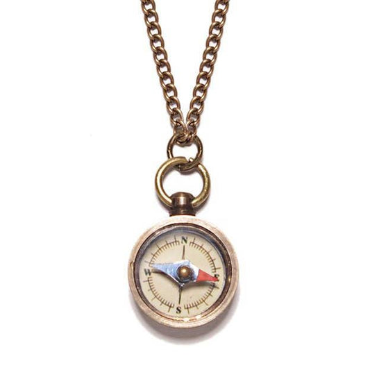 Miniature Antiqued Compass Necklace For Men