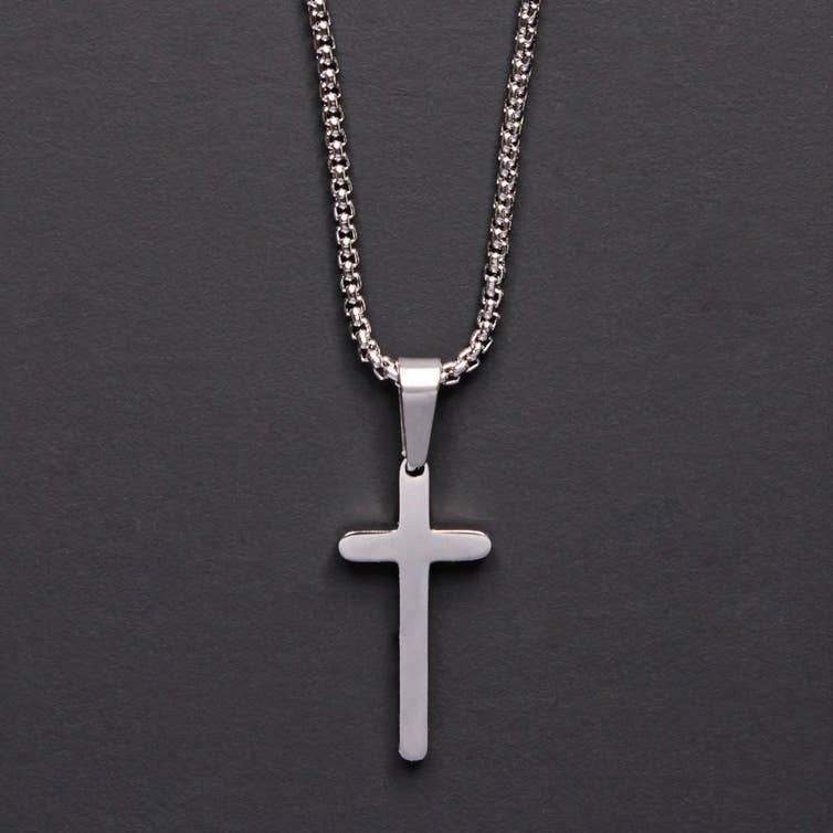 Stainless Steel Cross Necklace (22")