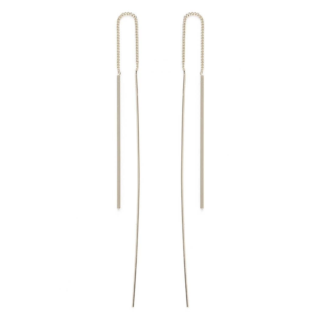 Sterling Silver Plate Needle and Thread Earrings