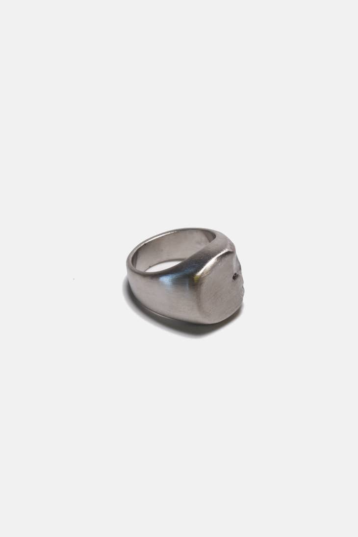 Distressed Steel Signet Ring - 9