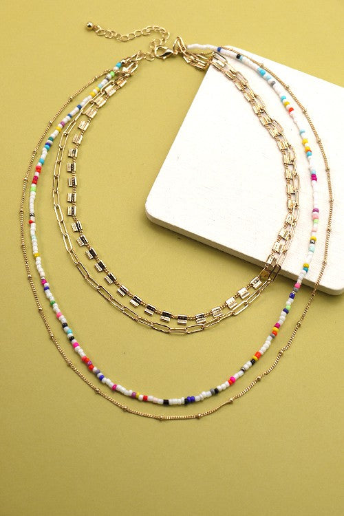 Multi Beaded Layer Necklace