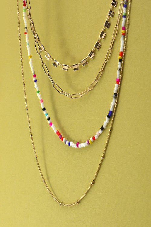 Multi Beaded Layer Necklace