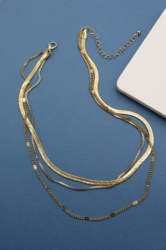 Classic Multi Chain Layer Necklace - Gold