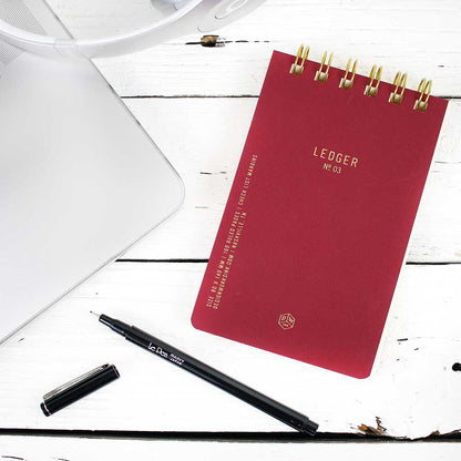 Textured Paper Twin Wire Notepad Small - Burgundy