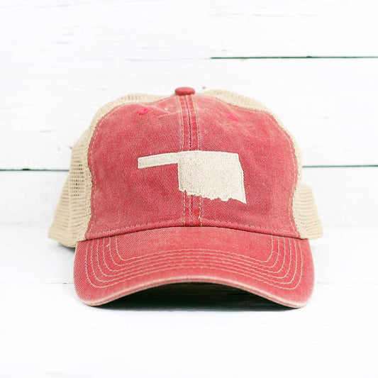 Basic Oklahoma Shape Broken-In Mesh Trucker Snapback