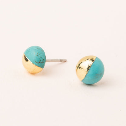 Turquoise/Gold Dipped Stone Studs