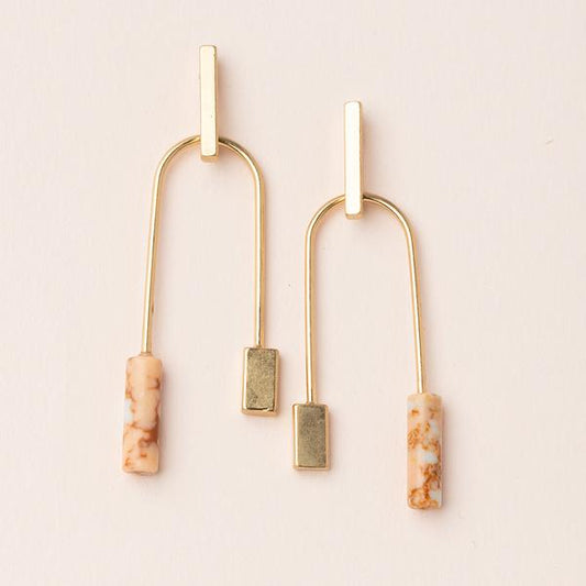 Stone Balance Pink/Gold Earrings