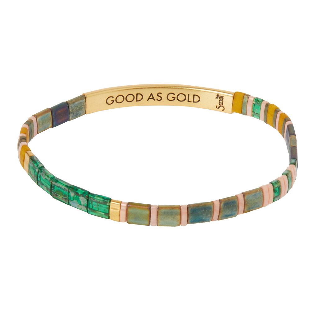 Good Karma Miyuki Bracelet | Good As Gold - Forest/Blush/Gold