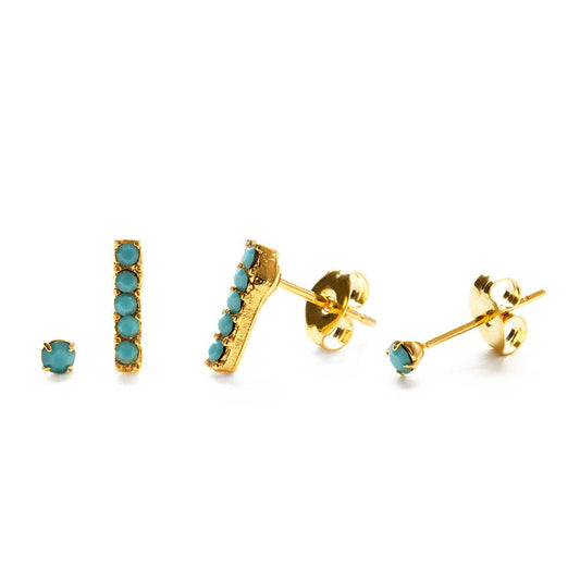 Victorian Bar Stud Set - Turquoise