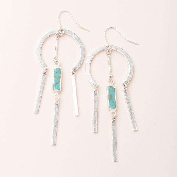 Dream Catcher Stone Turquoise/Silver Earrings