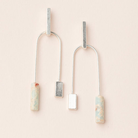 Stone Balance Aqua Terra/Silver Earrings