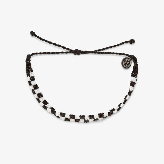 Woven Seen Bead Checkerboard Bracelet - B&W CH