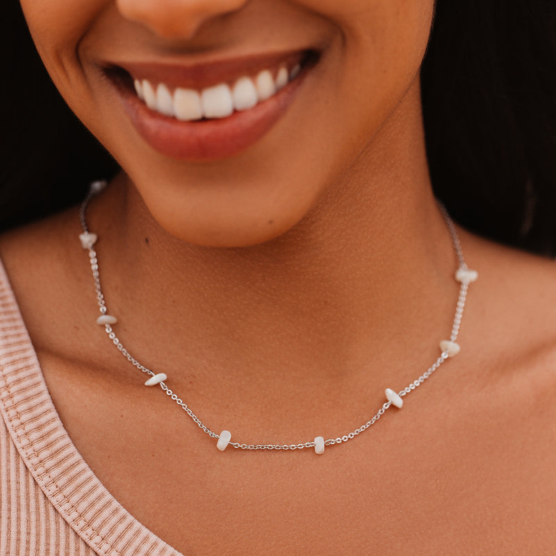 Pearl Chip Choker - Silver