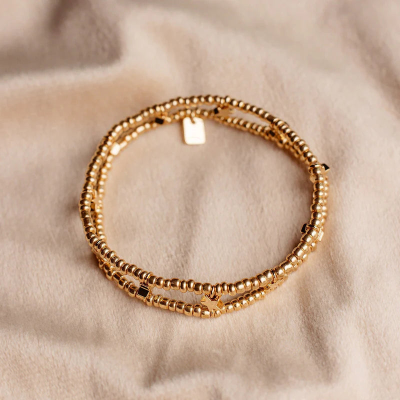 Stretch Beaded Bracelet - Gold