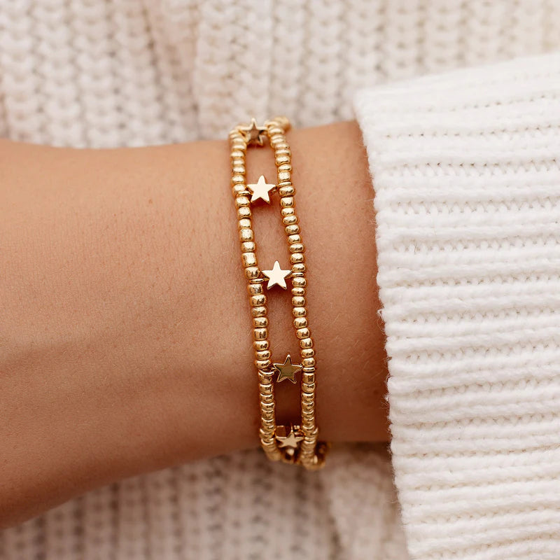 Stretch Beaded Bracelet - Gold