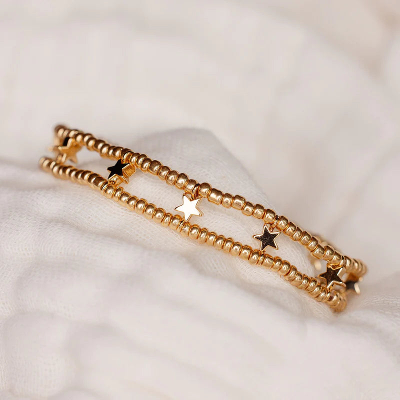 Stretch Beaded Bracelet - Gold