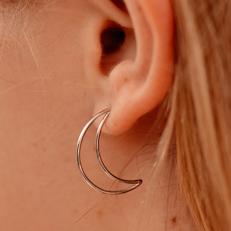 Crescent Hoops - Silver